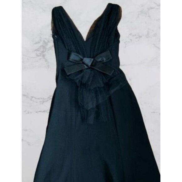 PAULE KA Evening Gown Elegant Black Sleeveless Dress V-Neck & Bow Detail - Picture 8 of 15
